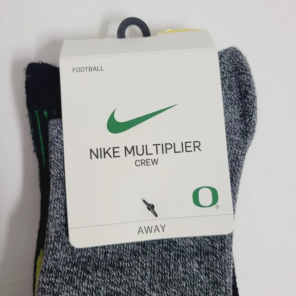 Nike Oregon Ducks Multiplier Crew Socks 2 Pairs DA6843-902 Size L Black Green